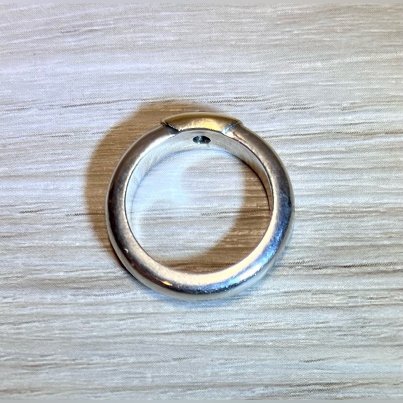 Lalaounis 1970 Greece 18K Yellow Gold/Sterling Silver Blue Sapphire Band Ring - Picture 5 of 9